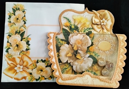 3D Acetate Window Cream Roses Bouquet by Margarette Blakeborough
