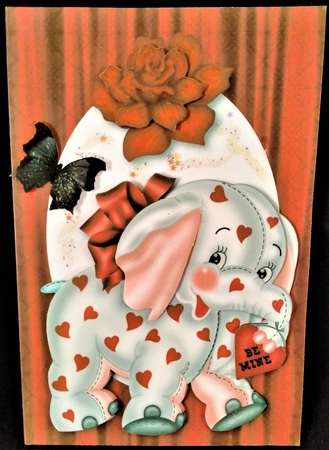 Be Mine Elephant Card Front with Decoupage by Margarette Blakeborough