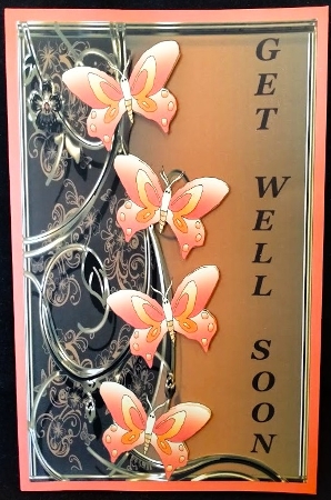 Bronze/orange Floral Butterfly Get Well Soon Topper by Margarette Blakeborough