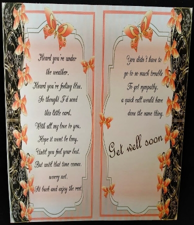 Bronze/orange Floral Butterfly Get Well Soon Topper by Margarette Blakeborough