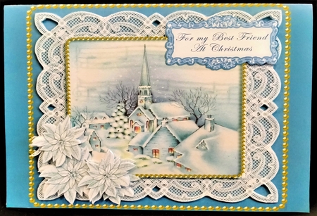 Blue Village Best Friend at Christmas 8in Sentiment Topper by Margarette Blakeborough