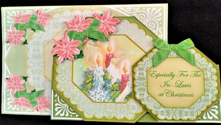 Candle Trio in Laws at Christmas Double Octagon Card Kit by Margarette Blakeborough