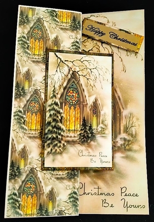 Vintage Church Window No Hole Fold Back Card by Margarette Blakeborough