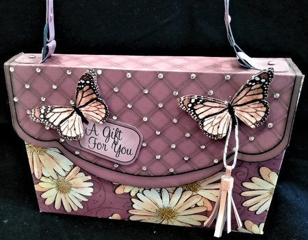 3D Butterflies & Flowers Handbag Treat or Favour Box Kit by Margarette Blakeborough