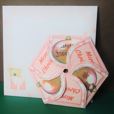Charlie Christmas Bear Peekaboo Hexagon Petal Card Kit by Margarette Blakeborough