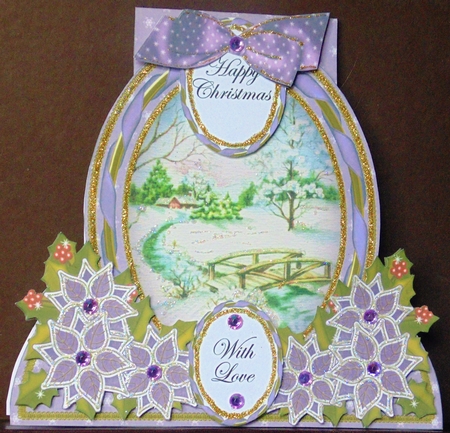 Lilac Snowscene Modern Special Large Oval Card Mini Kit by Margarette Blakeborough