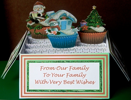 Christmas Cupcakes - Pop-up Box Card Kit & Envelope by Margarette Blakeborough