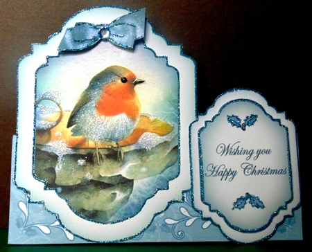 Blue Robin Large Fancy Stand Up Card N Envelope Kit by Margarette Blakeborough