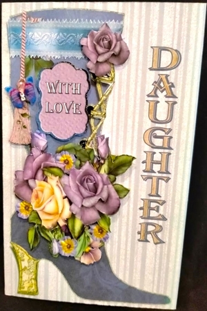 Purple Ladies Boot Shaped Card Mini Kit Plus Gift Card by Margarette Blakeborough