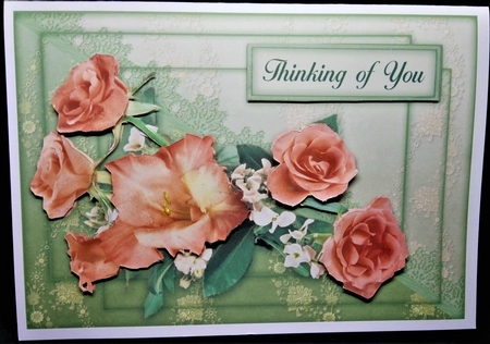 Roses and Lace - Decoupage Card by Margarette Blakeborough