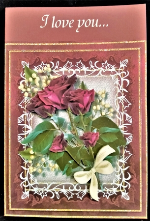 Beautiful Wine Roses on Baby's Breath  by Margarette Blakeborough