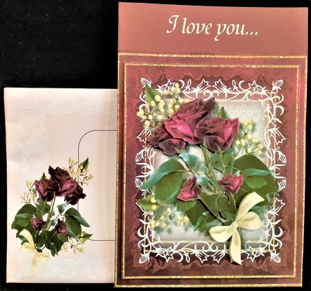 Beautiful Wine Roses on Baby's Breath  by Margarette Blakeborough