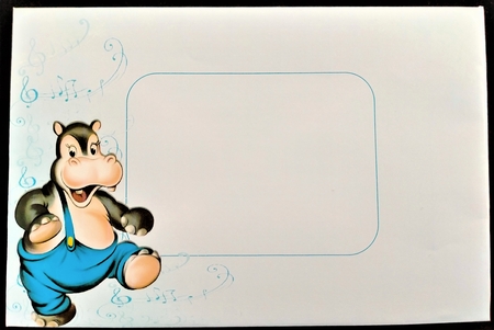 Wanna Dance! Dancing Hippo in Music Frame by Margarette Blakeborough