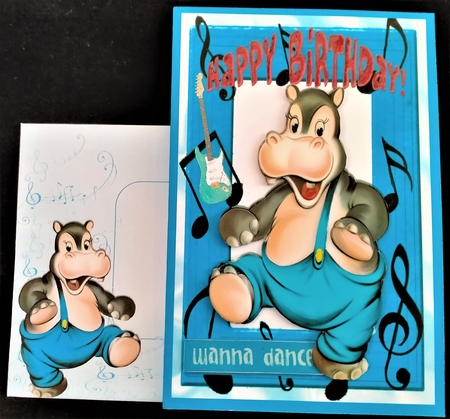 Wanna Dance! Dancing Hippo in Music Frame by Margarette Blakeborough