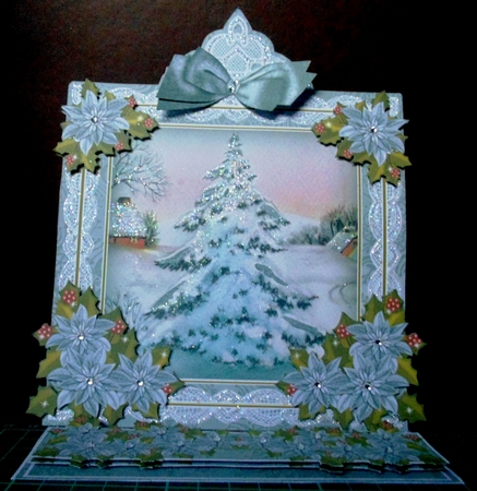 Snow Tree Lace Top Easel Card & Envelope Kit by Margarette Blakeborough