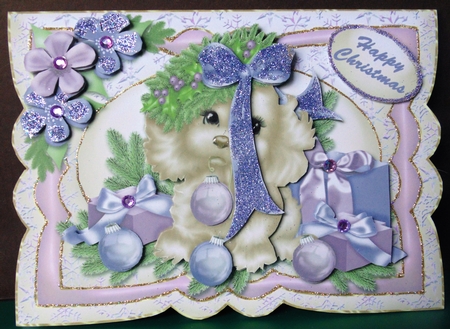 Christmas Mischief Puppy Scalloped Card Kit by Margarette Blakeborough