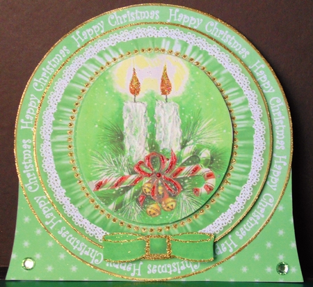 Candle Duo Happy Christmas 8in Round Ruffle Mini Card Kit by Margarette Blakeborough