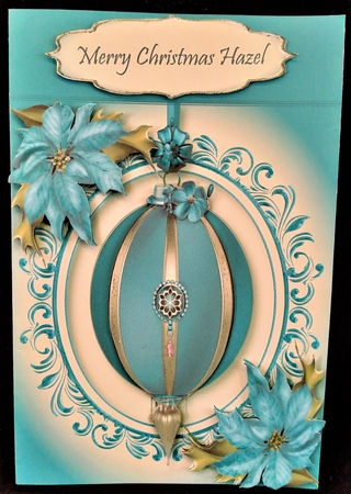 Vintage Christmas Bauble - Dusky Blue 8x8 Quick Topper by Margarette Blakeborough