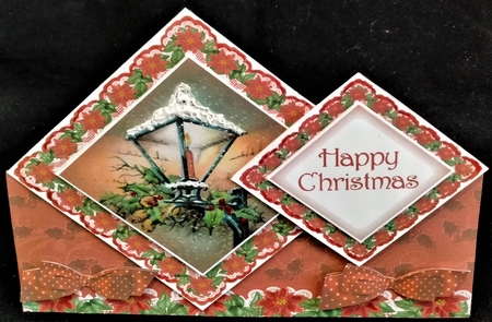 Red Lantern H Christmas Diamond Doily Stand Up Card Mini Kit by Margarette Blakeborough