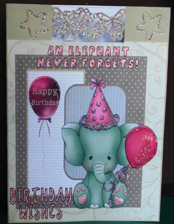 Elephant Wishes 7x7 Card with Decoupage by Margarette Blakeborough