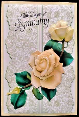 Roses on Lace - Cream on Cream by Margarette Blakeborough