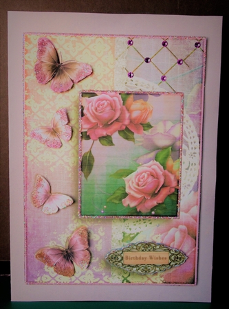 Cardtopper with Matching Envelope Soft Pink Rose 785 by Margarette Blakeborough