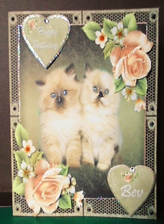 Cats and Pink Roses by Margarette Blakeborough