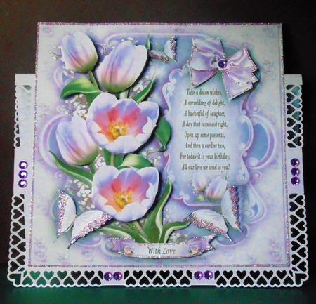 Lilac Tulips Bouquet Card Mini Kit by Margarette Blakeborough