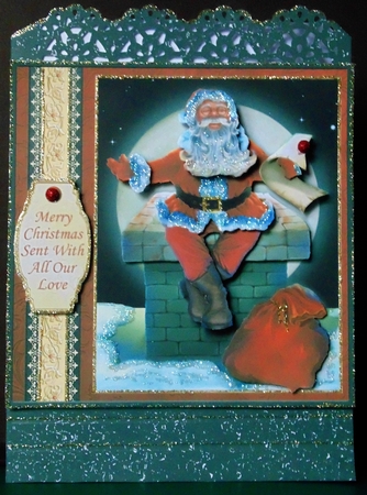 SANTA ON THE CHIMNEY 7.8 Christmas Decoupage Kit by Margarette Blakeborough