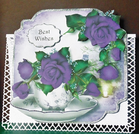Teacup, Saucer & The Purple Rose by Margarette Blakeborough