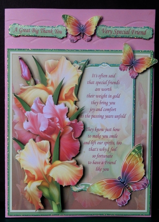 BLUSH OF IRIS & VERSE FOR FRIEND 7.8 Decoupage Mini Kit by Margarette Blakeborough