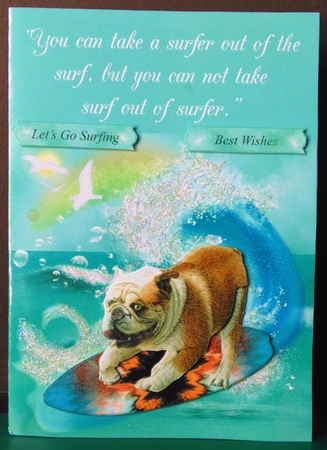Surfing Fun Bulldog Topper with Decoupage by Margarette Blakeborough