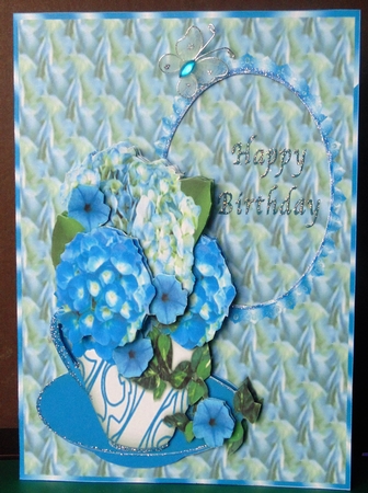 HYDRANGEA TEACUP MANY OCCASIONS APERTURE CARD by Margarette Blakeborough