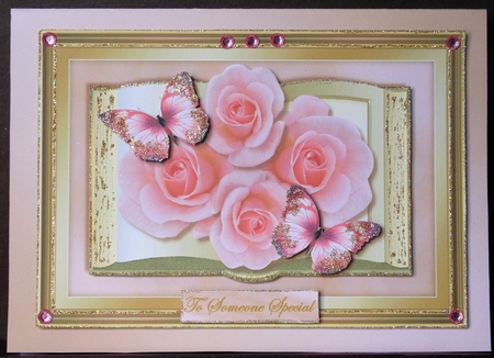 Book With Pink Roses & Butterflies by Margarette Blakeborough
