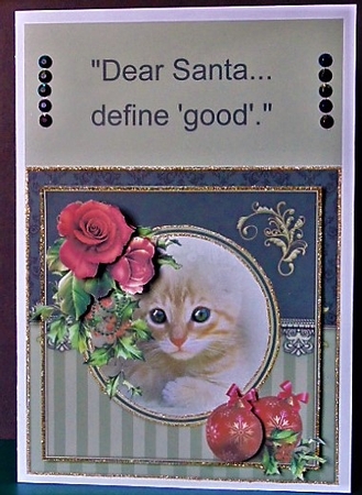 Christmas cat 2 by Margarette Blakeborough