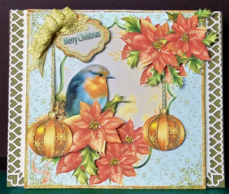 Robin With Pointsettas by Margarette Blakeborough