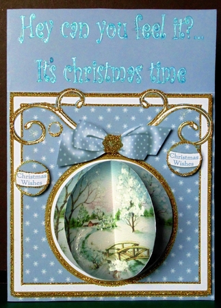 Christmas Scene 3D Bauble 8in Card Front Mini Kit by Margarette Blakeborough