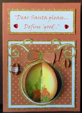 Christmas Candle 3D Bauble 8in Card Front Mini Kit by Margarette Blakeborough