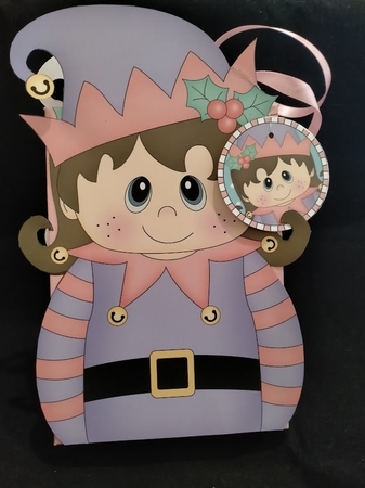 3D Christmas Little Girl Elf Gift Bag Mini Kit by Margarette Blakeborough