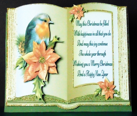Beautiful Robin With Poinsettia in folded book by Margarette Blakeborough