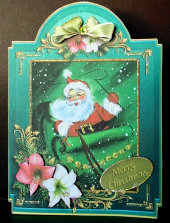 There Goes Santa 6x8 Full Card Green by Margarette Blakeborough