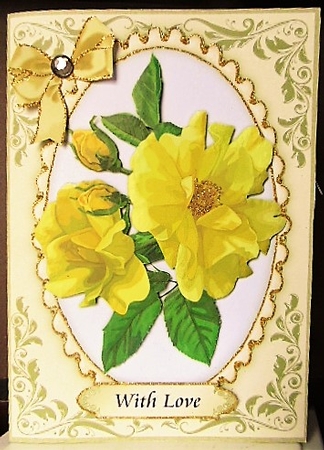 Beautiful Yellow Roses on a Silver and Sepia Mat  by Margarette Blakeborough