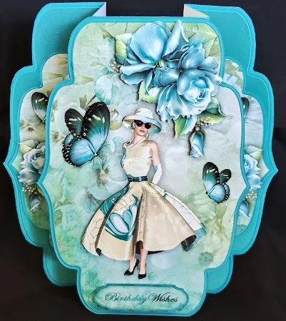 Aqua Rose Quick & Easy Pop-out Card Mini-kit by Margarette Blakeborough