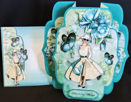 Aqua Rose Quick & Easy Pop-out Card Mini-kit by Margarette Blakeborough