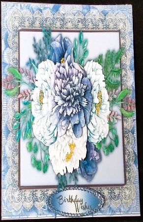 Water Coloured LilacRoses on Vintage Lace  by Margarette Blakeborough