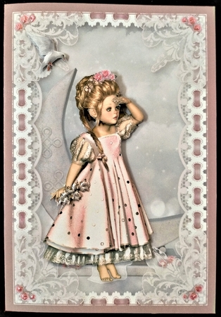 Sweet Little Looking For Dreams A5 Card Front & Decoupage by Margarette Blakeborough