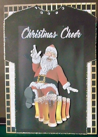 Humerous Santa t-shirt shaped card. by Margarette Blakeborough