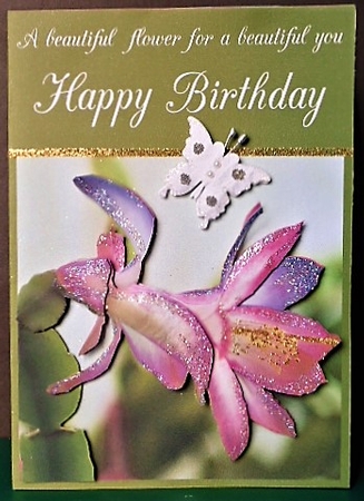 Botanical & Floral - Cactus Flower Christmas Rose 3 - 3D Decoupage + Insert & Tag by Margarette Blakeborough