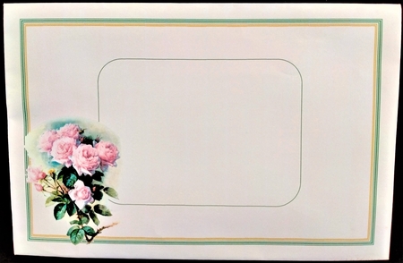 Pink Roses Plate Card & Stand with Pyramid by Margarette Blakeborough