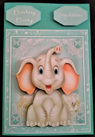 Baby Elephant Blues Card Front Kit by Margarette Blakeborough